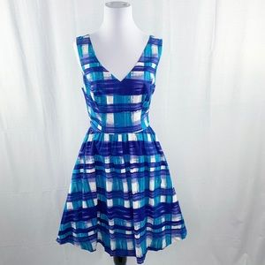Modcloth namesake label blue plaid dress
